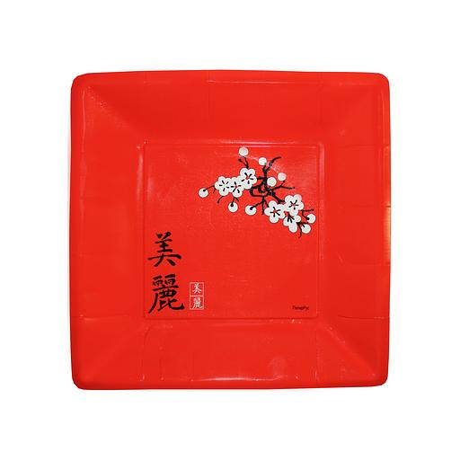 Тарелка квадратная одноразовая Рубин 260 мм на заказ фото 1