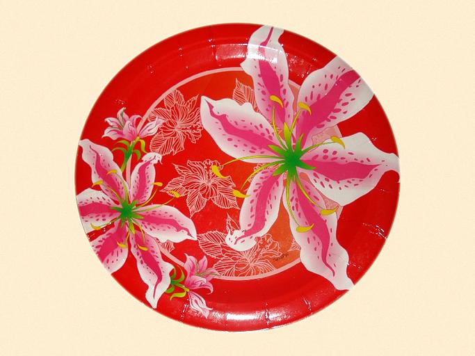 Тарелка круглая одноразовая Рубин 230 мм (набор 6 шт) на заказ фото 1