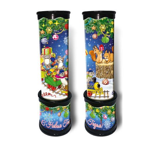 Калейдоскоп игрушка детская «Новогодний паровозик и мышата», 20×5,6 см, 42305, опт фото 1