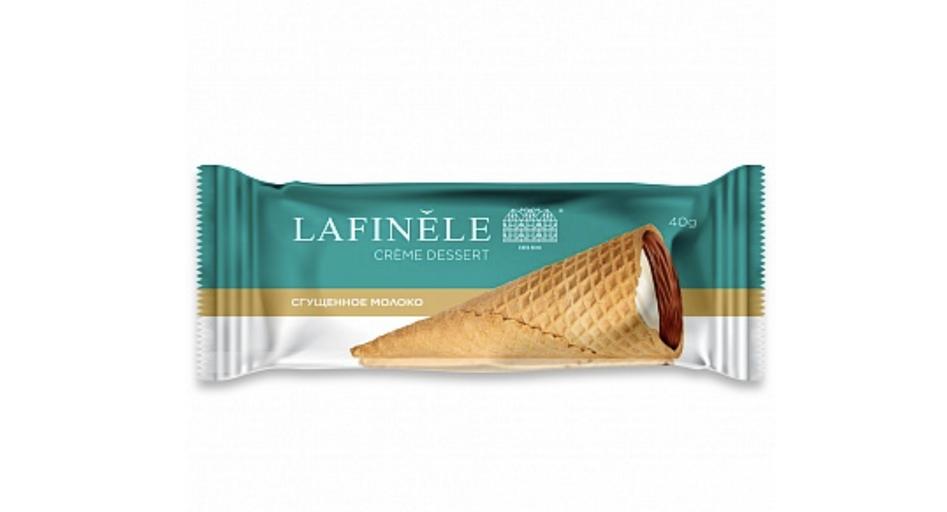 Молочный крем-десерт «Lafinele» с молоком сгущенным с сахаром, в рожке, опт фото 1