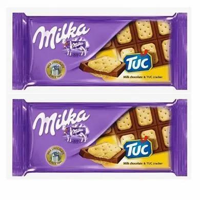 Шоколад молочный Милка с солёным крекером Тук (Milka TUC), 2 шт 87 гр ОПТ фото 1