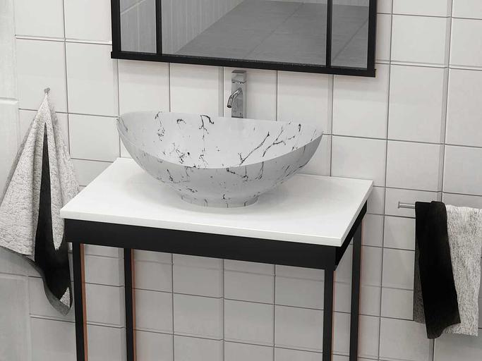 Раковина накладная для ванной комнаты Марко «Ореол белый мрамор» ОПТ фото 1