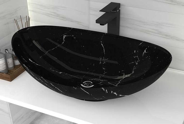 Раковина накладная для ванной комнаты Марко «Ореол черный мрамор» ОПТ фото 1