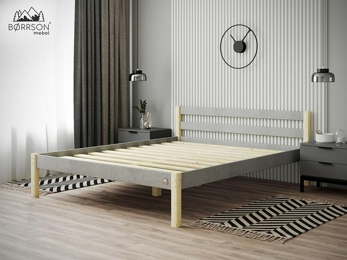 Кровать двуспальная «BØRRSON» Астри 160х200 см серая, опт фото 1