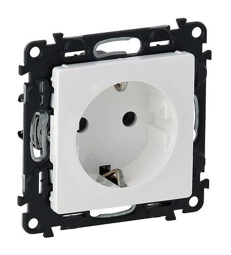 «Valena Life» Механизм розетки 16 А 250 В 2К+З с лицевой панелью безвинтовые зажимы, белый фото 1
