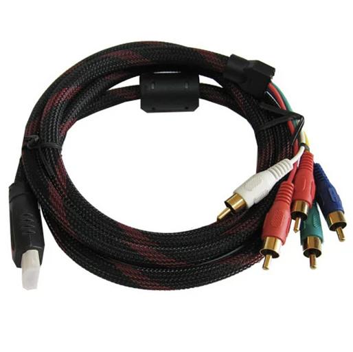 Кабель V-T HDMI-5RCA, черно-красный 3 м, опт фото 1