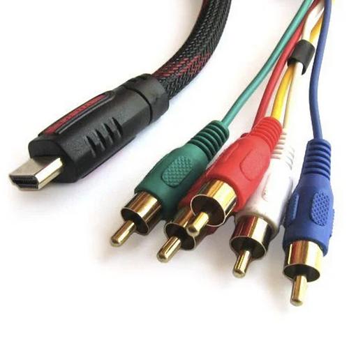 Кабель V-T HDMI-5RCA, черно-красный 3 м, опт фото 2