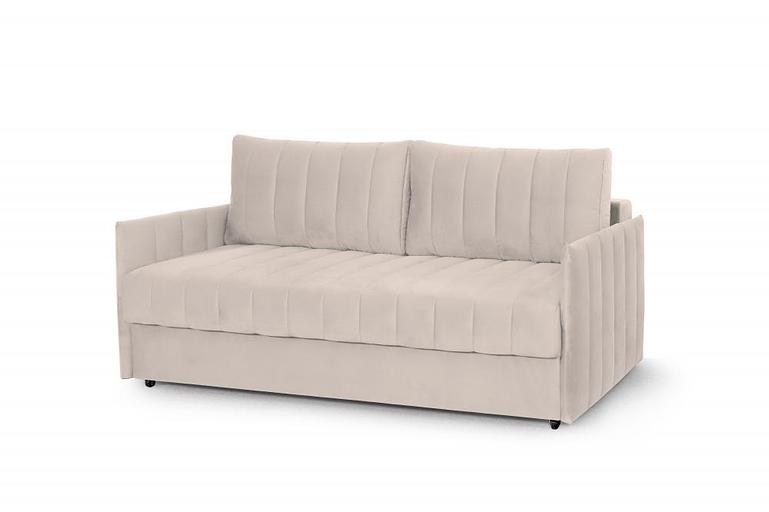 It's a straight sofa. It's made of beige. фото 2