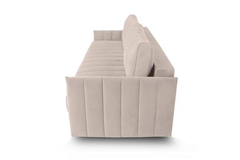 It's a straight sofa. It's made of beige. фото 3