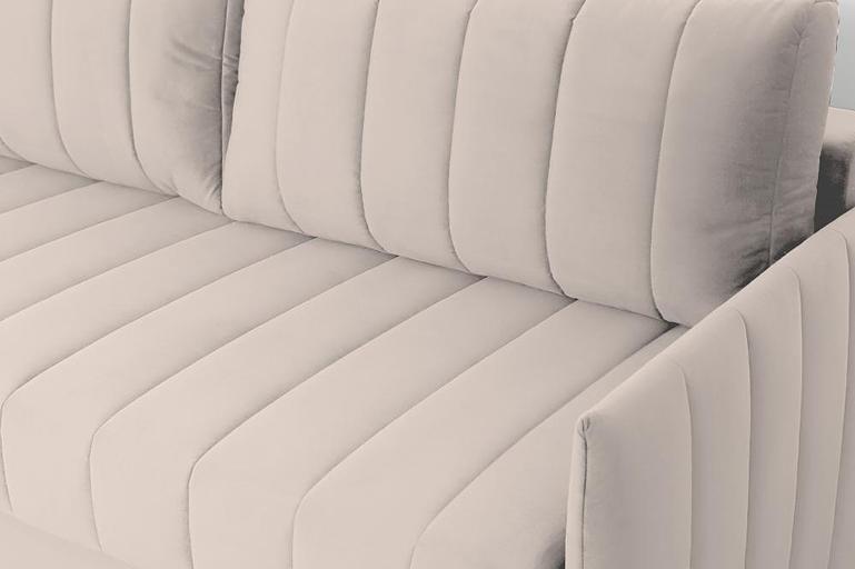 It's a straight sofa. It's made of beige. фото 5