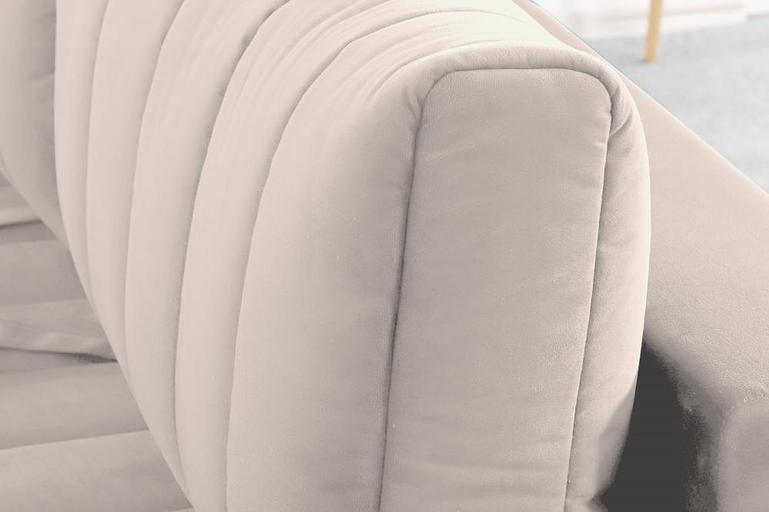 It's a straight sofa. It's made of beige. фото 6