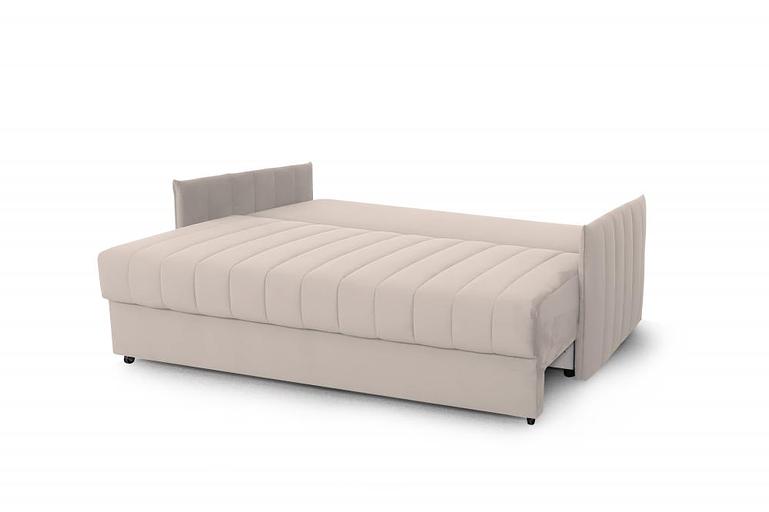It's a straight sofa. It's made of beige. фото 7