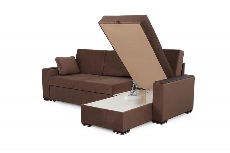 Бұрышты диван Монако 1 СТАНДАРТ, Мора қара қоңыр фото 6