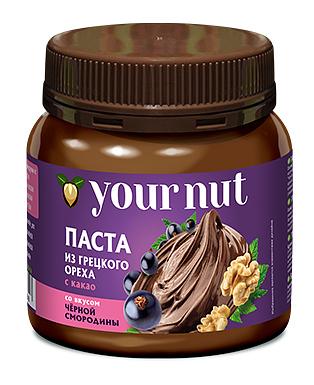 Паста Your Nut из грецкого ореха с какао со вкусом черной смородины 250 г ОПТ фото 1