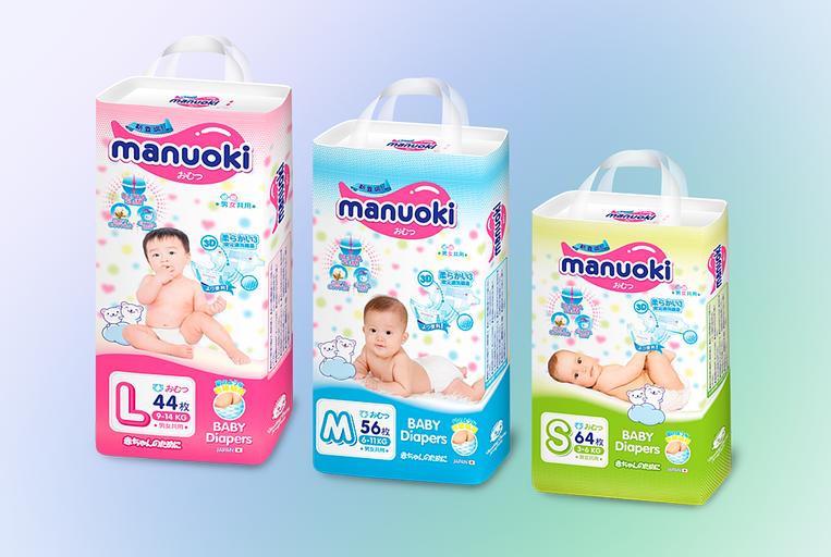 Подгузники Manuoki «Ultra Slim Diapers» размер М (6-11 кг) 56 шт фото 2