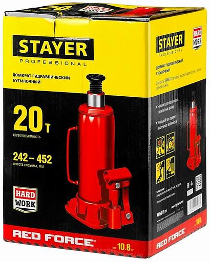 Домкрат Stayer «43160-20_z01» Red Force гидравлический бутылочный ОПТ фото 7