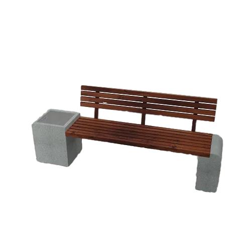 Скамейка «Комбинированная» с урной и спинкой, из камня ОПТ фото 1