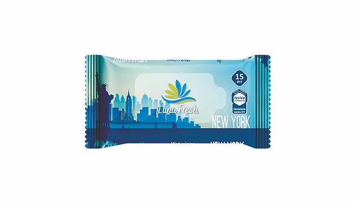 Салфетки влажные Luna Fresh карманные Cities 15 шт ОПТ фото 1