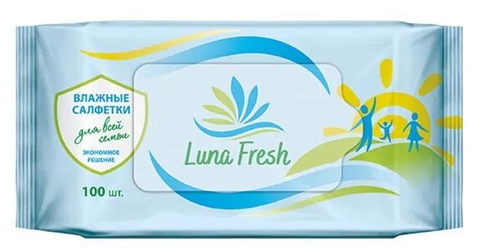 Салфетки влажные Luna Fresh «Для всей семьи» экономное решение 100 шт ОПТ фото 1