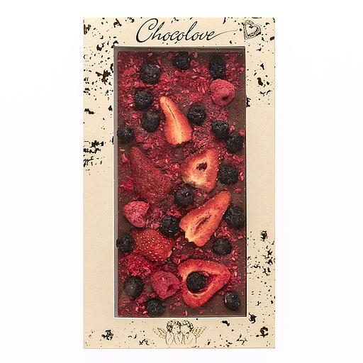 Молочный шоколад ручной работы Chocolove с клубникой, малиной и черноплодной рябиной фото 1