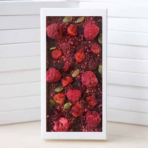 Темный шоколад ручной работы Chocolove с малиной, вишней, клюквой и тыквенными семечками фото 1