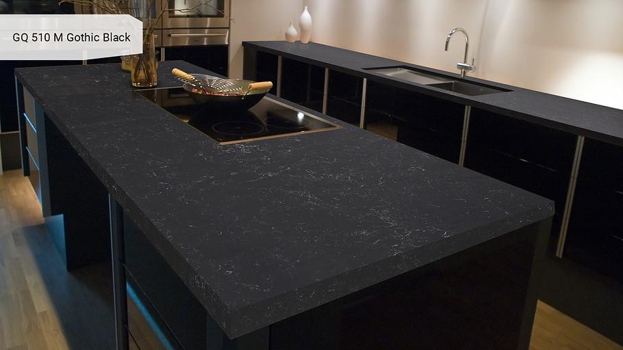 Кварцевый камень Grandex quartz «GQ 510M Gothic Black» ОПТ фото 3