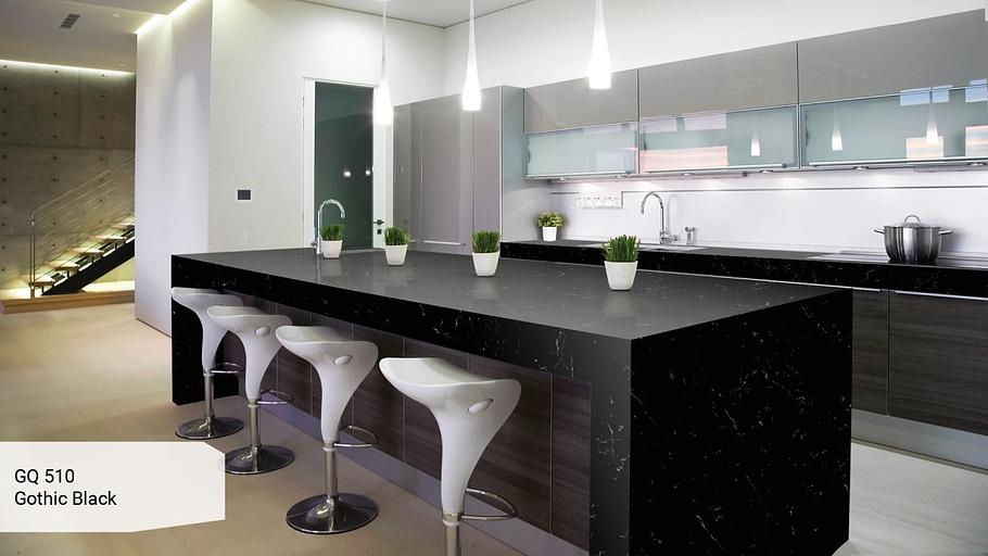 Кварцевый камень Grandex quartz «GQ 510 Gothic Black» ОПТ фото 3