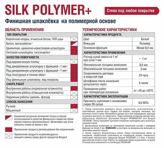 Финишная шпаклевка на полимерной основе Bergauf «Silk Polymer+» 25 кг ОПТ фото 2