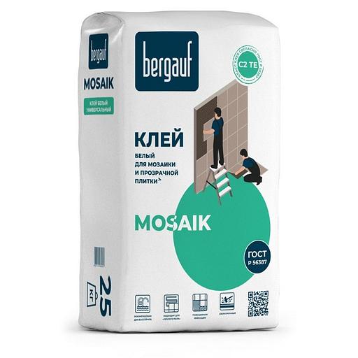 Клей белый для мозаики и прозрачной плитки Bergauf «Mosaik» 25 кг ОПТ фото 1