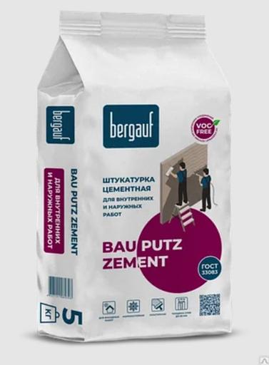 Штукатурка цементная Bergauf «Bau Putz Zement» 5 кг ОПТ фото 1