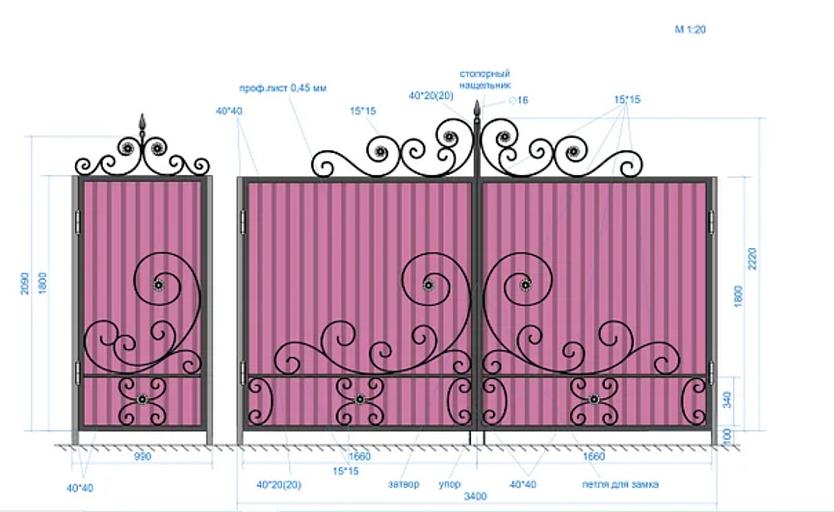 Ворота Metall Expert «Эконом» кованые фото 1