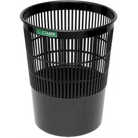 Корзина для бумаг 14л, сетчатая, черный, СТАММ КР51 фото 1