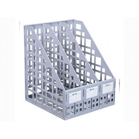 Лоток для документов, вертикальный, 3-секционный, сборный, серый, СТАММ ЛТ80 фото 1