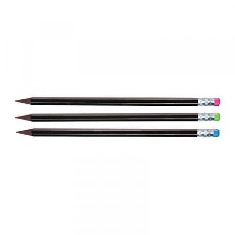 Карандаш простой HB, с ластиком, заточенный, пластиковый черный корпус, Centrum фото 1