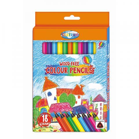 Карандаши цветные наточенные, пластиковые, трехгранные, 18 цв., картон. упаковка, Centrum фото 1