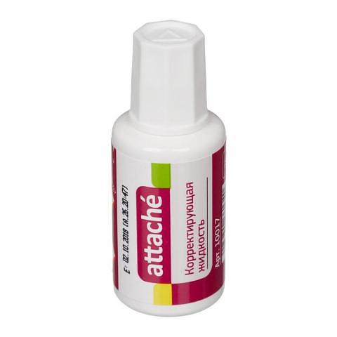 Корректирующая жидкость с кисточкой, 20 мл, на быстросохнущей основе, Attache фото 1