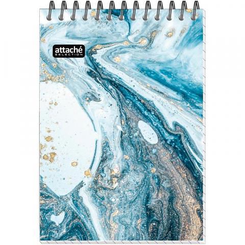 Блокнот на спирали А6, 80л., клетка, Fluid, карт. обложка+УФ-лак, серо-голубой, Attache Selection фото 1