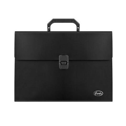 Папка-портфель с 12 отделениями, А4, с ручкой, с защелкой, 0,70 мм, ПП, черный, Forofis фото 1