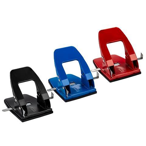 Дырокол до 25 л., с линейкой, стальной, синий, черный, красный, Centrum фото 1