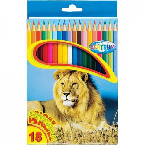 Карандаши цветные наточенные, длина 177 мм, 18 цв., картон. упаковка, Centrum ZOO фото 1