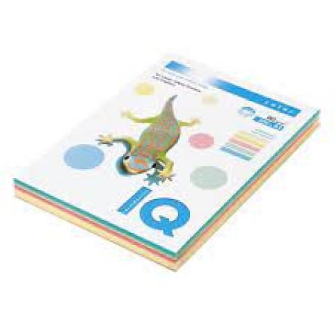 Бумага цветная А4, 80г/м2, 250л., IQ color, 5 пастельных цветов (CR20, YE23, PI25, NG28, MB30) фото 1