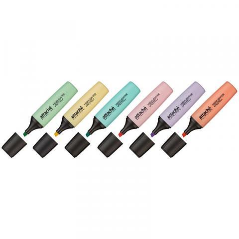 Набор маркеров текстовых, 1-5 мм, 6 цветов, Attache Selection Pastel фото 1