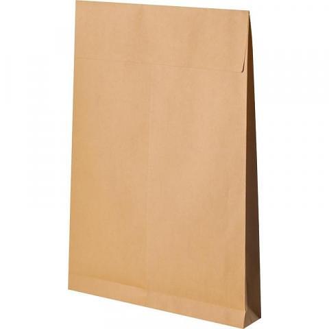 Конверт B4 250х353 мм, расширение 40 мм, отрывная лента по короткой стороне, 130 г/м2, крафт фото 1