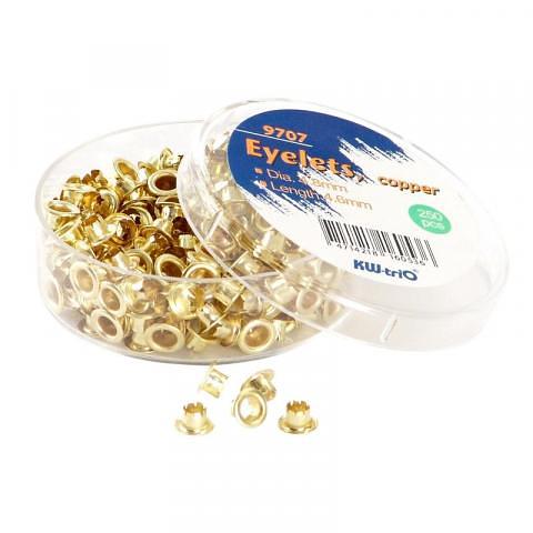 Люверсы для дырокола, 250 штук, диаметр 4,8 мм, золотистый, KW-Trio фото 1