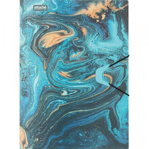 Папка для бумаг с резинками, А4+, 0,45 мм, до 200 л., бирюзовый, Attache Selection Fluid фото 1