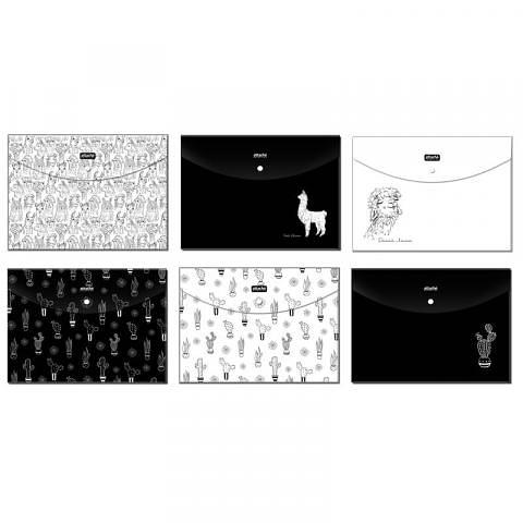 Папка-конверт на кнопке, А4, 180 мкм, до 20 л., 6 шт, ассорти, Attache Selection Llamas фото 1