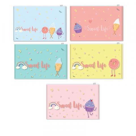 Папка-конверт на молнии А4, 200 мкм, 5 шт, ассорти, Attache Selection Sweet life фото 1