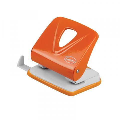 Дырокол до 30 л., с линейкой, металлический, оранжевый, Forofis фото 1