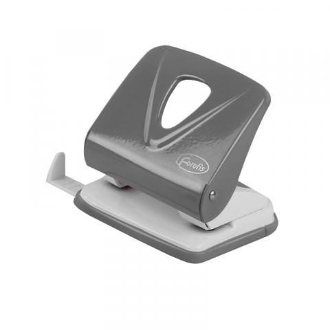 Дырокол до 30 л., с линейкой, металлический, серый, Forofis фото 1