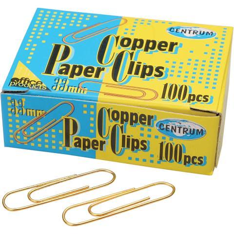 Скрепки 33мм круглые омедненные, 100шт, Centrum фото 1